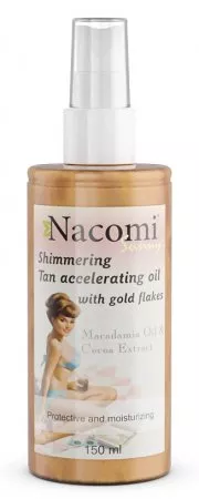 Nacomi, olejek ze złotymi drobinkami, przyspieszający opalanie, 150ml