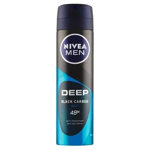 Nivea Men Deep Black Carbon Beat antyperspirant w sprayu z aktywnym węglem 150ml (M)