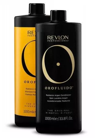 Revlon Orofluido, zestaw rozświetlający do włosów XL, szampon + odżywka