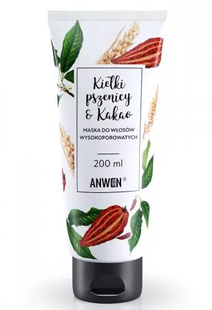 Anwen, maska do włosów o wysokiej porowatości, Kiełki pszenicy i kakao, 200ml