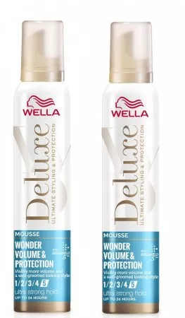 Wella Deluxe Wonder Volume Protection, pianka do włosów nadająca objętość, ultra mocna, 2x200ml