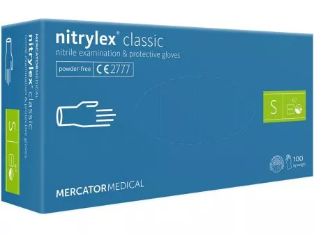 Mercator Nitrylex Classic, rękawiczki nitrylowe, niebieskie, rozmiar S, 100szt