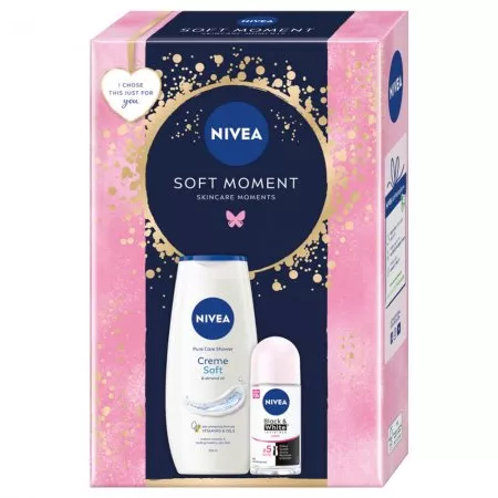 Nivea Soft Moment zestaw żel pod prysznic 250ml + antyperspirant roll-on 50ml (W)