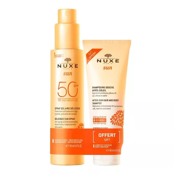 Nuxe Sun zestaw mleczko do opalania w sprayu SPF50 150ml + żel pod prysznic po opalaniu 100ml
