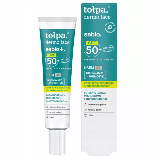 Tołpa Dermo Face Sebio SPF 50+, krem CC przeciw trądzikowi SPF 50+, 40ml