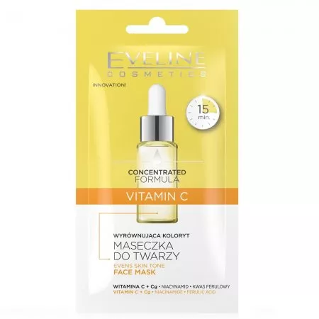 Eveline Cosmetics Skoncentrowana formuła wyrównująca koloryt maseczka do twarzy Vitamin C 8ml
