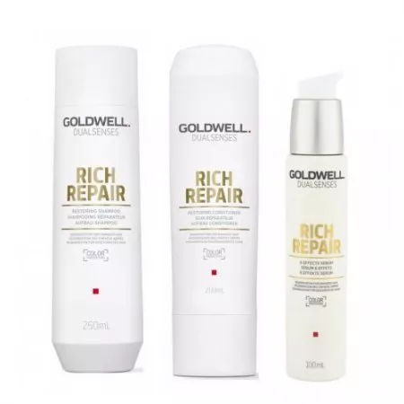 Goldwell Dualsenses Rich Repair, zestaw odbudowujący, szampon + odżywka + serum