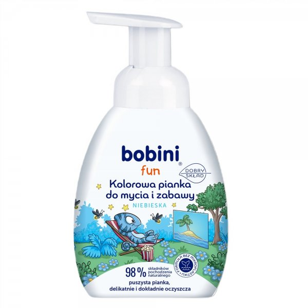 Bobini Fun kolorowa pianka do mycia i zabawy dla dzieci Niebieska 300ml