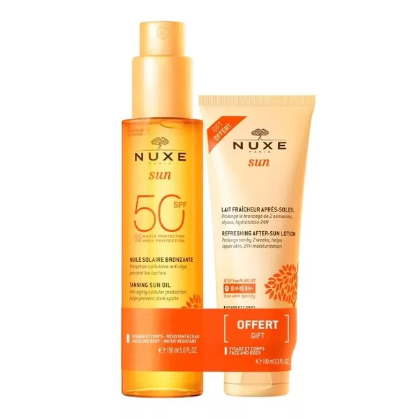 Nuxe Sun zestaw olejek do opalania SPF50 150ml + balsam po opalaniu 100ml