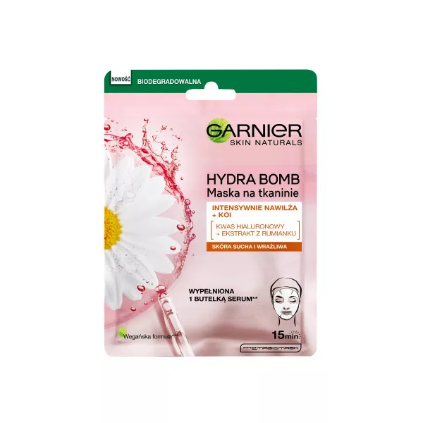 Garnier Skin Naturals Hydra Bomb Maska na tkaninie kojąca z ekstraktem z rumianku 28 g