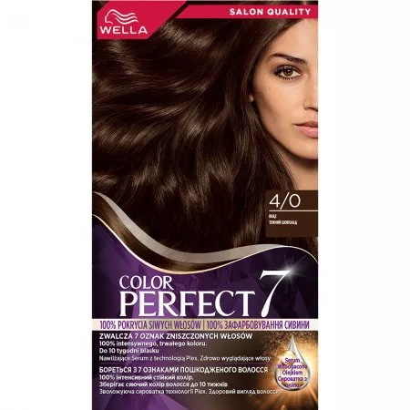 Wella Color Perfect 7, farba do włosów, 4/0 brąz, 50ml