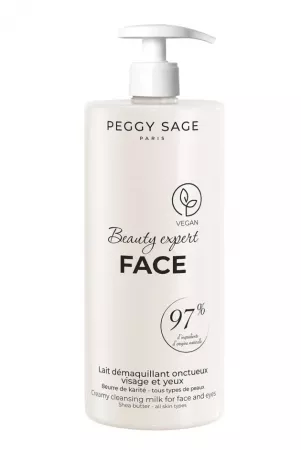 Peggy Sage, mleczko do demakijażu twarzy i oczu z masłem shea, 1000ml