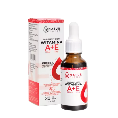 NaturPlanet, Witamina A + E naturalna/ 5kropli (A 800 mcg, E 12mg), 30ml