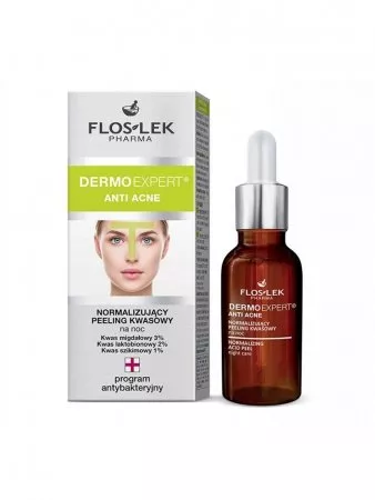 FlosLek Dermo Expert Anti Acne normalizujący peeling kwasowy na noc 30ml