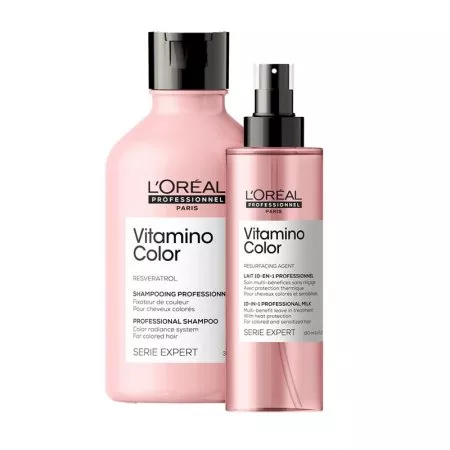 Loreal Vitamino Color, zestaw do włosów farbowanych, szampon + spray