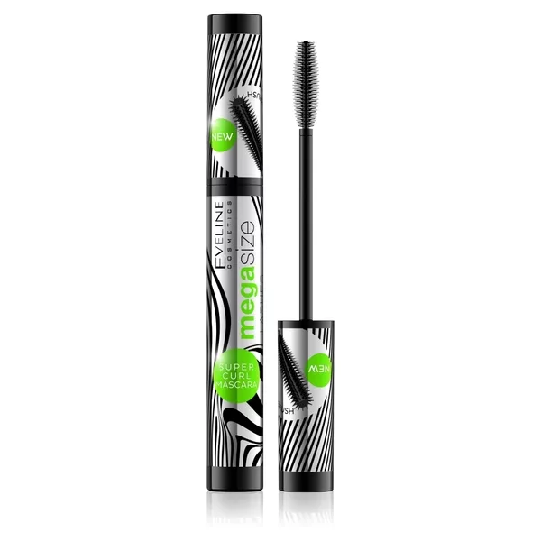 Eveline Mega Size Lashes Super Curl, tusz do rzęs, wydłużająco-podkręcający, czarny, 10ml