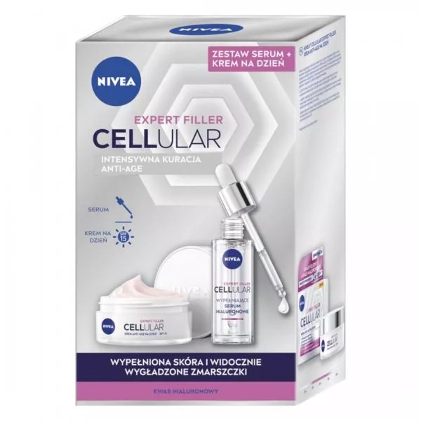 Nivea Cellular Expert Filler zestaw krem anti-age na dzień 50ml + serum wypełniające 30ml