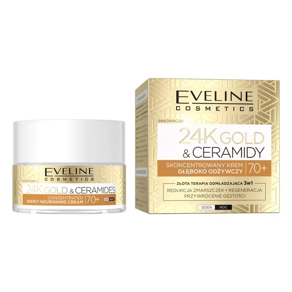 Eveline Gold & Ceramidy 70+, głęboko odżywczy krem do twarzy, 50ml