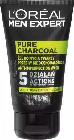 L'Oreal Paris Men Expert Pure Charcoal żel do mycia twarzy przeciw niedoskonałościom, 100ml