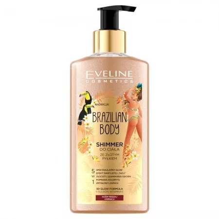 Eveline Brazilian Body, shimmer do ciała ze złotym pyłkiem, 150ml