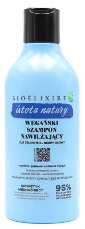 Bioelixire Istota Natury, wegański szampon nawilżający dla delikatnej skóry głowy, 400ml