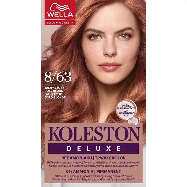 Wella Koleston Deluxe, farba do włosów, Jasny Złoty Rose Blond, 8/63, 100ml