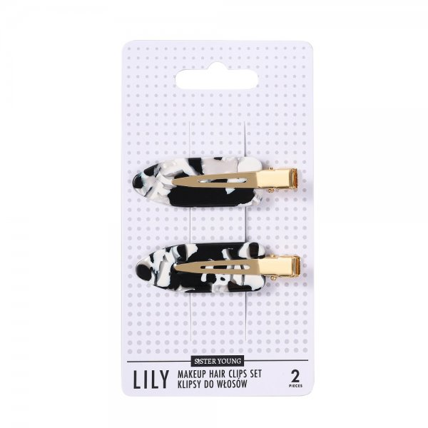 Sister Young Lily klipsy do włosów do makijażu Black &amp; White 2szt