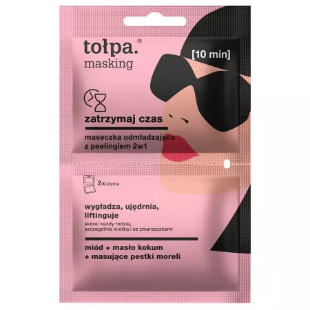 Tołpa Masking, zatrzymaj czas maseczka z peelingiem odmładzająca 2w1, 2x5ml