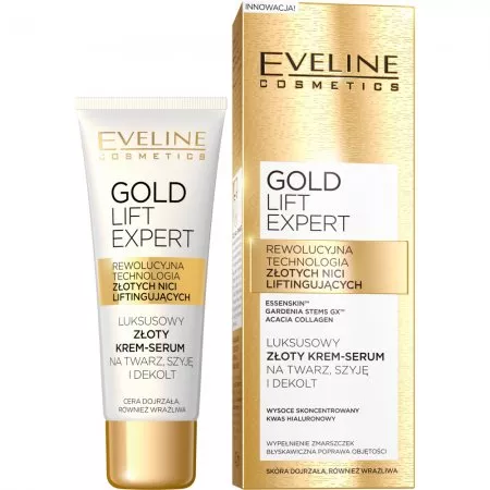 Eveline Gold Lift Expert, luksusowy krem-serum na twarz, szyję i dekolt, 40ml