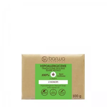 Barwa Hipoalergiczne tradycyjne polskie szare mydło z olejem z konopi 100g
