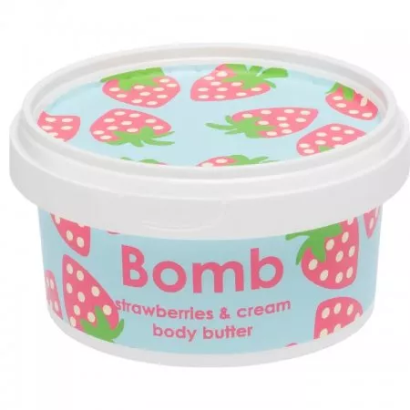 Bomb Cosmetics, masło do ciała z 30% shea, Truskawki Ze Śmietaną, 200ml