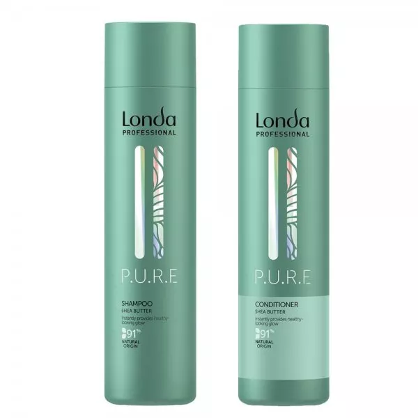 Londa Pure, wegański zestaw do codziennej pielęgnacji włosów suchych i matowych, szampon + odżywka