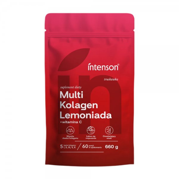 Intenson Multi Kolagen Lemoniada + Witamina C suplement diety Truskawka 660g