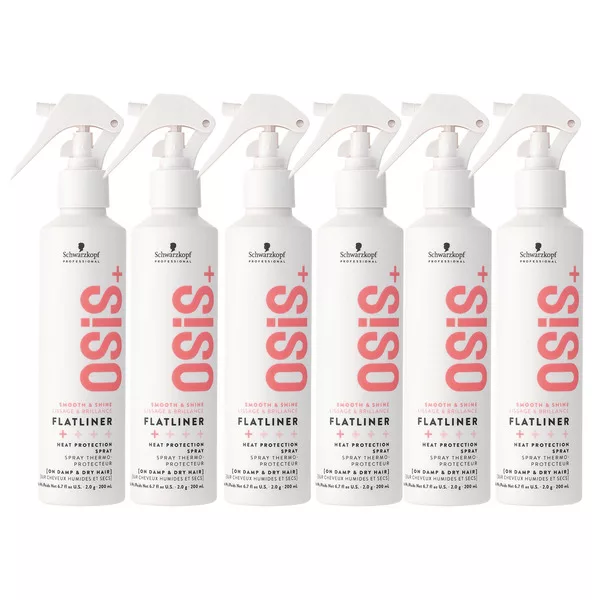 Schwarzkopf OSIS+ Flatliner, termoochronne serum prostujące w sprayu, wielopak, 6x200ml