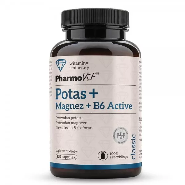Pharmovit Potas + Magnez + B6 Active suplement diety 120 kapsułek