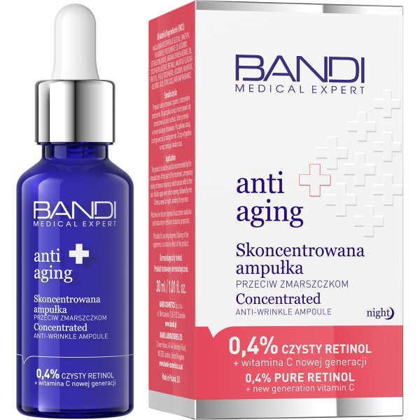 Bandi Medical Expert, Anti Aging, skoncentrowana ampułka przeciw zmarszczkom z retinolem, 30ml