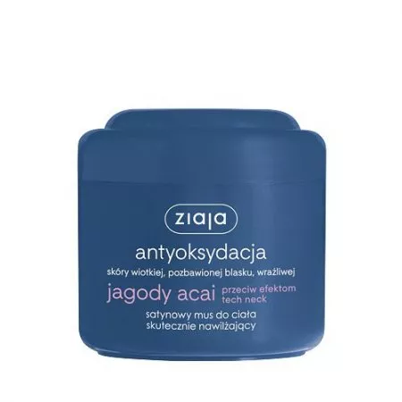 Ziaja Antyoksydacja, satynowy mus do ciała skutecznie nawilżający z jagodami acai, 200ml