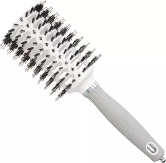 Olivia Garden Expert Blowout Vent, szczotka do suszenia włosów, Boar&Nylon White&Grey 45mm