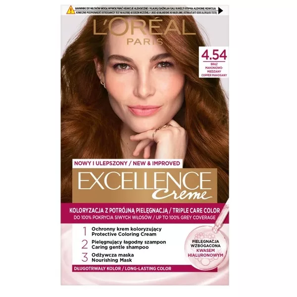 L'Oreal Paris Excellence Creme Farba do włosów 4.54 Brąz mahoniowo-miedziany