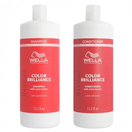 Wella INVIGO Color Brilliance, zestaw XL do włosów farbowanych, włosy cienkie i normalne, szampon + odżywka, 2x1000ml