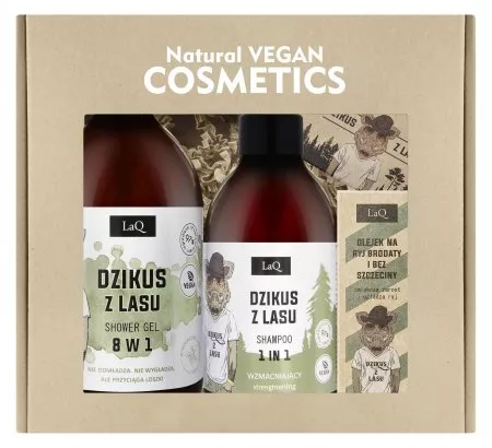LaQ Zestaw Dzikus z lasu: żel 500ml, szampon 300ml, olej 30ml, kostka 85g (sianko)