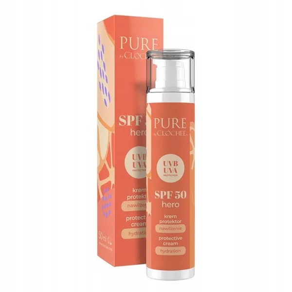 Clochee Pure SPF50 Hero, krem protektor nawilżenie do twarzy, 50ml
