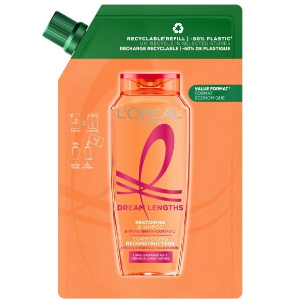 L\'Oreal Paris Elseve Dream Long odbudowujący szampon w opakowaniu uzupełniającym 500ml