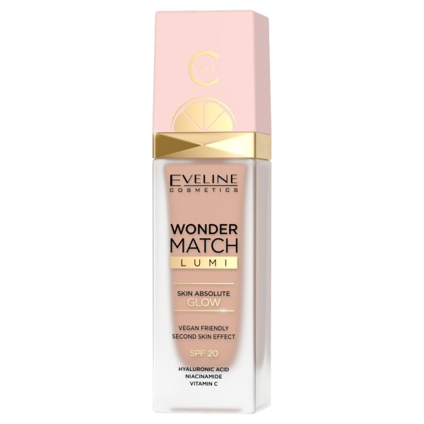 Eveline Wonder Match Lumi, podkład rozświetlający SPF20, 20 Nude, 30ml