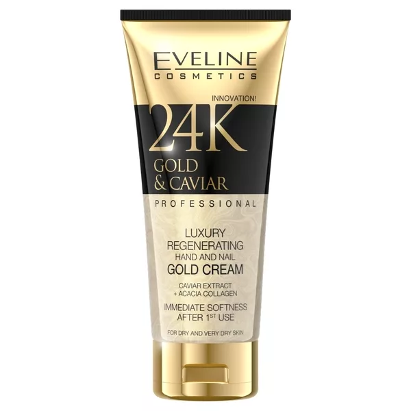 Eveline 24K Gold & Caviar, regenerujący krem do rąk dla skóry suchej i bardzo suchej, 100ml