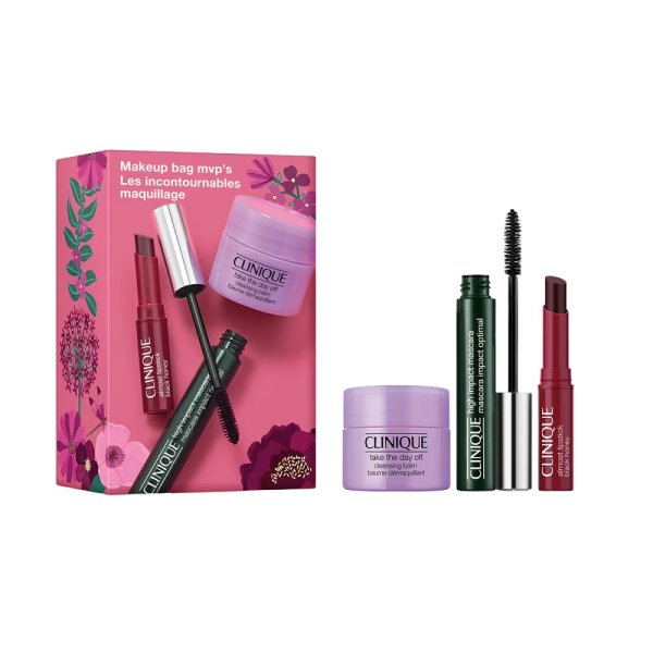 Clinique Makeup Bag MVP\'s zestaw tusz do rzęs 7ml + pomadka do ust 1.2g + balsam do demakijażu 15ml