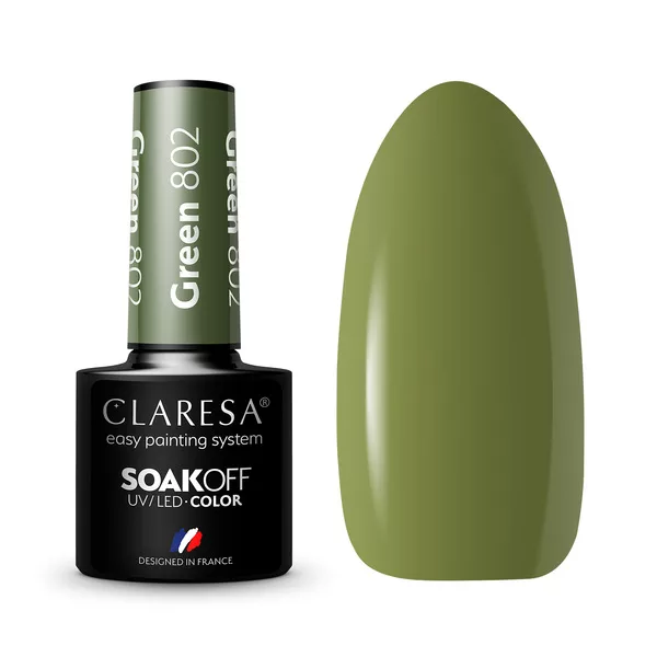 Claresa, Lakier hybrydowy, GREEN 802, 5g