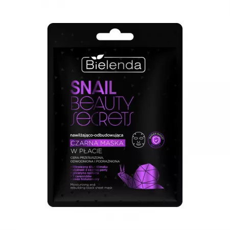 Bielenda Snail Beauty Secrets, nawilżająco-odbudowująca czarna maska w płacie, 1szt.