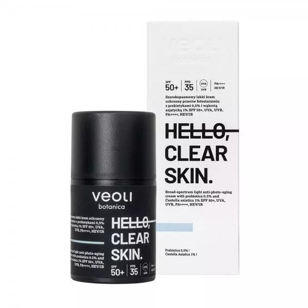 Veoli Botanica Hello, Clear skin, szerokopasmowy lekki krem ochronny przeciw fotostarzeniu, 50ml