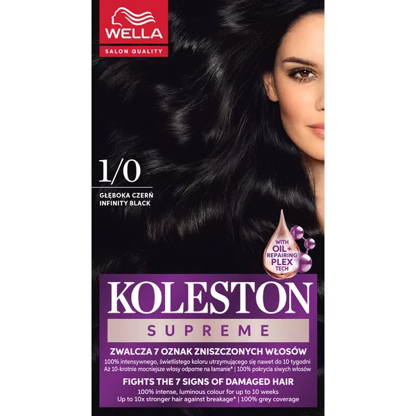 Wella Koleston Supreme, farba do włosów, Głęboka Czerń, 1/0, 100ml